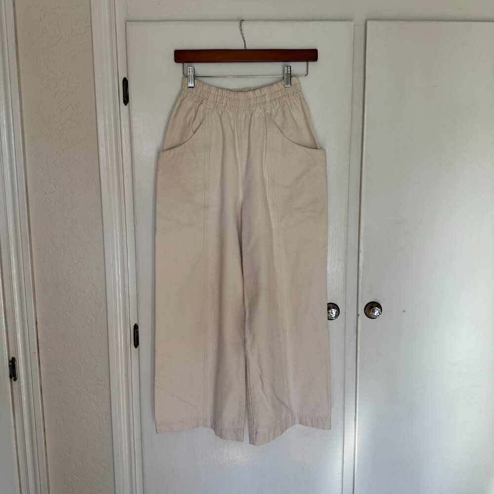 Clyde Culotte in Organic Cotton Canvas in White Natural 2-R